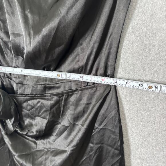 Satin‎ Mini Dress Small Wrap Waist Tie Asymmetric Moto Silky Coquette Whimsygoth - Picture 7 of 13